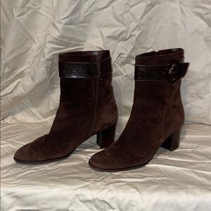 Salvatore Ferragamo Dark Brown Ankle Booties